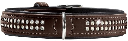 HUNTER SOFTIE DELUXE Hundehalsband, Kunstleder, glitzernde Strasssteine, 45 (S), braun