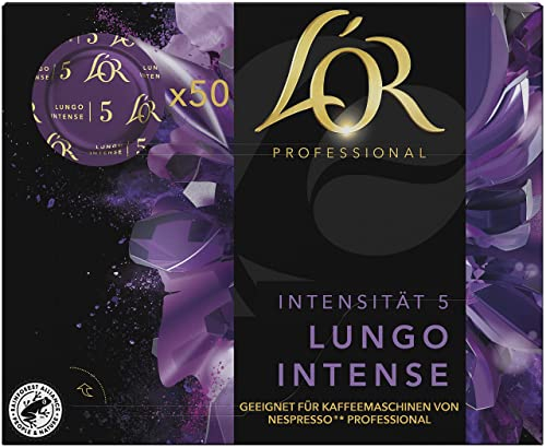 L'OR Professional, 50 Capsules de Café Lungo Intense, Intensité 5, 100% Grains Arabica, Compatibles Nespresso Professionnel