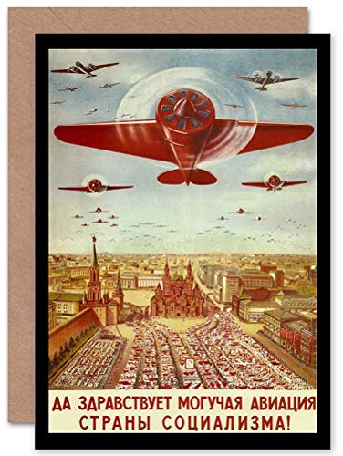 Wee Blue Coo POLITICAL MILITARY SOVIET UNION AIRFORCE COMMUNIST GREETINGS CARD