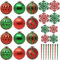 SLEETLY 28pk Red and Green Christmas Baubles for Tree Decorations - Holiday Xmas Shatterproof Plastic Ball Ornaments, Icicles and Snowflakes Set
