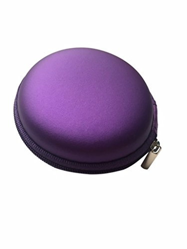 New Purple Round Hearing Aid Zipped Storage Hard Carry Case Holder