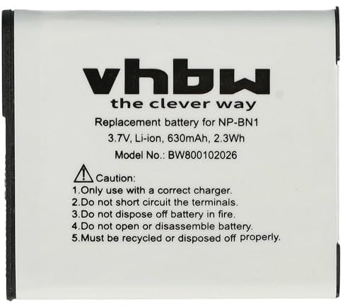 vhbw High Capacity Li-Ion Rechargeable Battery Pack suitable for Sony Cyber-Shot DSC-WX220, Replacement for NP-BN1 BN 1
