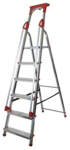 Abbey Aluminium Safety Platform Step Ladder With Handrail & Tool Tray 6 Tread