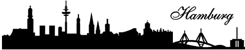 Samunshi® Wandtattoo Hamburg Skyline 150 x 30cm schwarz
