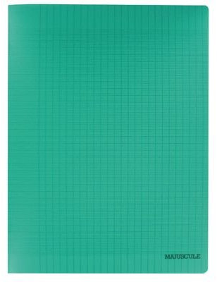 Majuscule - cahier - bloc notes - quadrillé - 48 pages - 24x32 cm - 90 g/m² - couverture polypropylène vert