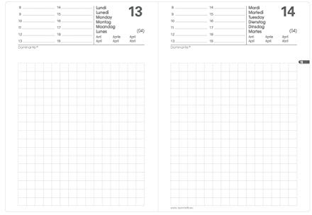 Quo Vadis 283007Q Terminplaner Mor, mehrsprachig, Jahr 2022, Format 8,5 x 13 cm, kariert, 12 Monate, Januar-Dezember, weißes Papier, Ersatzkalender, Einband aus weißem Karton