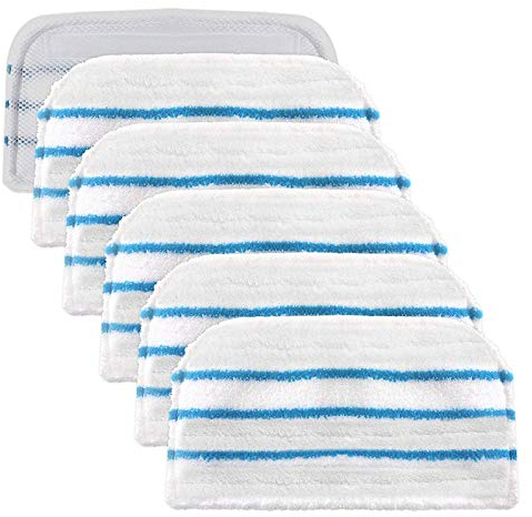 SPARES2GO FSMP20 Type Washable Microfibre Cleaner Cover Pads for Black & Decker Steam Mop (Pack of 6)