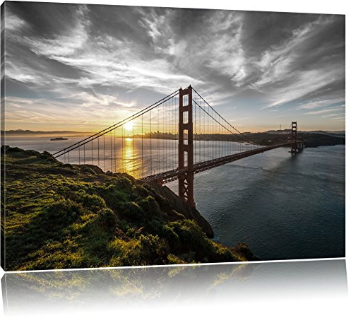 Pixxprint Golden Gate Bridge, Größe: 100x70cm, Leinwandbild, fertig gespannt, Wandbild, Dekoration, Kunstdruck, kein Poster
