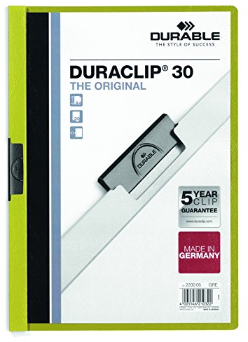 Durable Klemm-Mappe Duraclip Original 30 (für 1-30 Blatt A4), 25 Stück, grün, 220005