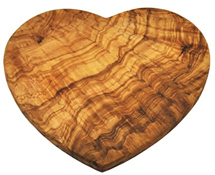 Naturally Med - Tagliere a forma di cuore, in legno d'ulivo, 21 cm