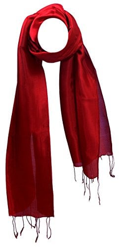 YSS Seidenschal 1 A Qualität Made in Thailand Einfarbig, Bordeauxrot, 30x163cm