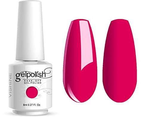 Vishine 8ml Vernis à Ongles Gel Semi Permanent UV LED aux 298 Couleurs Divers pour Nail Art Manucures Rose foncé #495