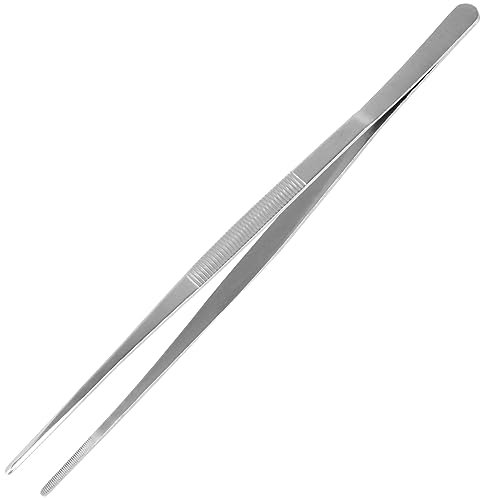 AHIER Pinzetta da cucina in acciaio inox, lunga 30,5 cm, con punte seghettate di precisione per cucinare Pincette per frutti di mare, pinzette da bar