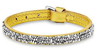 s.Oliver Damen-Armband Let's Celebrate Swarovski Rocks Edelstahl Leder Kristall silber 21 cm - 515948