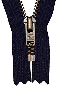 YKK Reißverschluss Marine/Dunkles blau 12 cm für Hosen Hosenreißverschluss 4 mm Metallzähne brüniert/Dunkles Messing