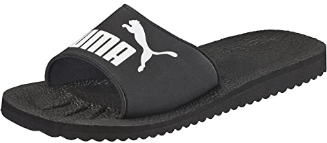 PUMA Purecat Unisex Slide Sandal , Black White, 49.5 EU