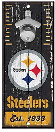 WinCraft Uni – Erwachsene Pittsburgh Steelers Schild Holz 5x11 Flaschenöffner, Team-Farben, 5x11