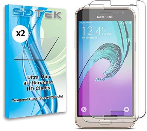 SDTEK *2 Pack Protection écran pour Samsung Galaxy J3 (2016) Verre Trempé Résistant aux éraflures Glass Screen Protector Vitre Tempered Film Protecteur