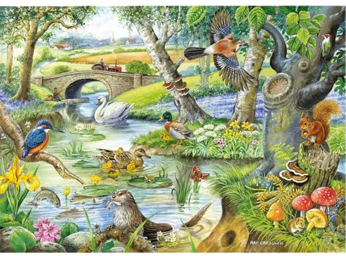 The House of Puzzles - Tales Of The River Jigsaw - Big 500 Piece Jigsaws Age 3+ For Adults, Extra Large Pieces, Artist Illustrated, Scenic Landscape, Deluxe Puzzle Gifts