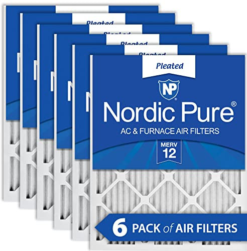 Nordic Pure 12 Merv plisado filtro de aire acondicionado horno, Caja de 6, 14x25x1M12-6