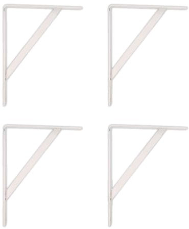 Amig - Lot de 4 Supports pour Étagères Couleur Blanc | Équerre pour étagères 300 x 225 mm | Acier résistant : jusqu’à 260 kg