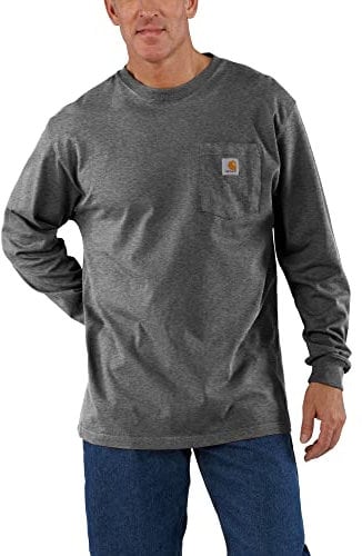 Carhartt Men's Big Tall Workwear Pocket Jersey K126 Long Sleeve T Shirt, Carbon Heather, XXL Tall UK