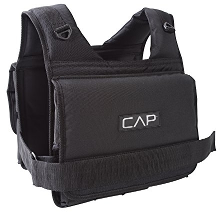 CAP Barbell Hhwv-cb020s Kurze, verstellbare Gewichtsweste, 9 kg, Schwarz, 20-Pound Short