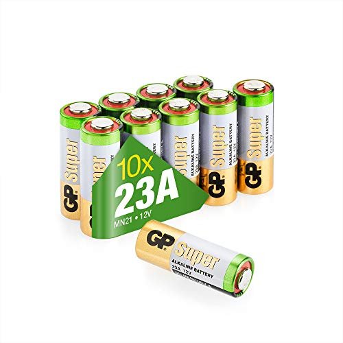 GP Batterie A23 12 Volt (kompatibel mit MN21,V23GA, 3LR50, LRV08, 8LR932, L1028) | 10 Stück Super Alkaline 23a 12v Batterie für Garagentoröffner, Fernbedienungen, Alarmsysteme, Bluetooth-Headset etc.