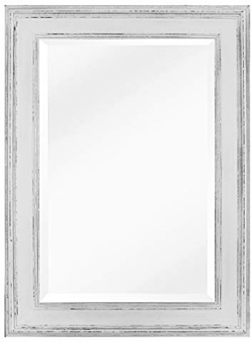 Antic by Casa Chic - Weißer Shabby Chic Spiegel - Massivholz - Handgefertigt - Landhausstil - Groß - 90x60 cm - Vintage Weiß