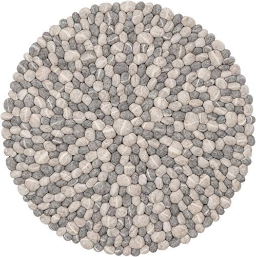 myfelt Filzkugelteppich Ernie - Ø 90 cm, ideal für Schlaf-, Wohn-, Kinderzimmer, Flur & Bad
