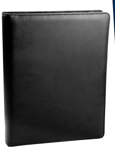 Portfolio Ringbinder A4 Black 2827 | Leather look writing case with calculator and pad for documents and notes