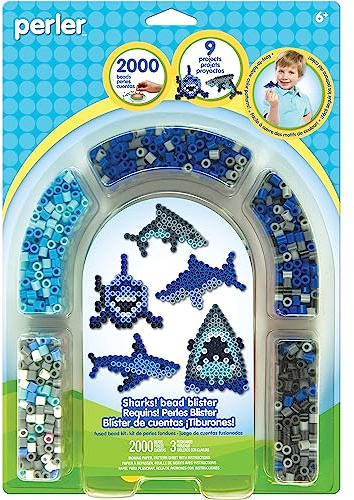 Perler Fused Bead Kit-Sharks, Other, Multicoloured, 5.37 x 22.32 x 31.21 cm