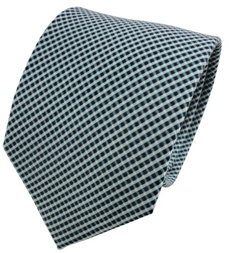 TigerTie Designer Seidenkrawatte in grün mint blau dunkelblau silber kariert