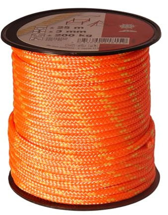 Chapuis MO325O Driza de poliéster - 200 kg - Diámetro 3 mm - Largo 25 m - Naranja/verde
