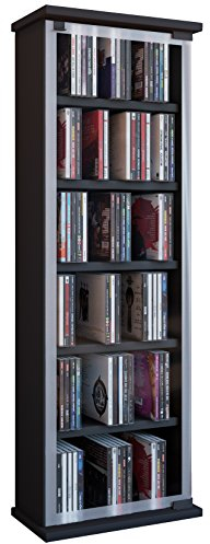 VCM Regal DVD CD Rack Medienregal Medienschrank Aufbewahrung Holzregal Standregal Möbel Schrank Möbel Schwarz Classic, 88x88x31 cm