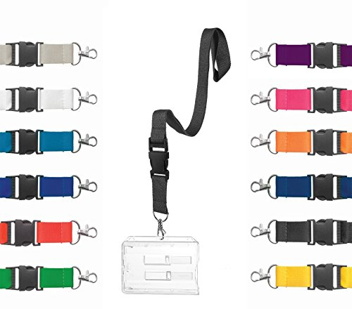 Karteo® Ausweishülle für 2 Karten | Kartenhalter Hartplastik mit Schlüsselband schwarz