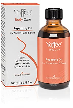 Yoffee - Repairing Oil - Huile Réparatrice idéale pour le massage-Ingrédients Actifs 100% Naturels-Élimine les Cicatrices et les Vergetures-Sans Parabènes ni Sulfates-Vegan/100ml- Fabriqué en Espagne