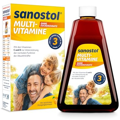 Sanostol ohne Zuckerzusatz: Multi-Vitamine für Kinder ab 3 Jahren und Erwachsene, unterstützt ein gesundes Immunsystem mit den Vitaminen A und D, 460ml