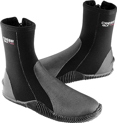 Cressi Isla Botas de Buceo con Suela y Cremallera, 7mm, Unisex Adulto, Black/Logo Rojo, XXL