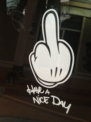 2stk Mickey Hand Finger Flip Aufkleber Sticker Decal Micky JDM Auto Bike Tuning Racing