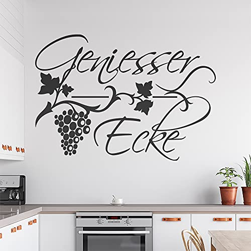 Geniesser Ecke Trauben Wandtattoo in 6 Größen - Wandaufkleber Wall Sticker - Dekoration, Küche, Wohnzimmer, Schlafzimmer, Badezimmer