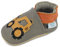 Dotty Fish. Chaussures Cuir Souple pour Tout-Petits et Bébé. Semelle Souple antidérapante. Garçons. Gris avec excavateur. 18-24 Mois (23 EU)