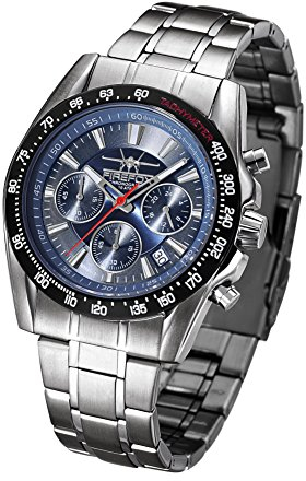FIREFOX Herren- Armbanduhr Chronograph The Machine analog Quarz Edelstahl Zifferblatt blau 10 ATM wasserdicht FFS21-103