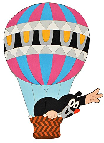 alles-meine.de GmbH Wandbild/Wandtattoo - Der kleine Maulwurf - Pauli - Holz - selbstklebend - Kinderzimmer Deko Bilder Türschild Heißluftballon