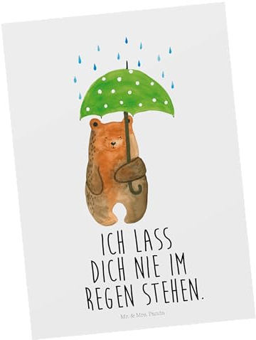 Mr. & Mrs. Panda Postkarte Bär Regenschirm - Geschenk, Teddybär, Geburtstagskarte, Teddy, Grußkarte, Liebe, Liebesbeweis, Pärchen, Freunde,