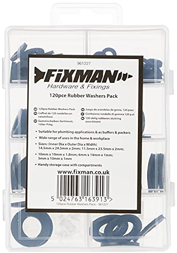 Fixman 961227 Confezione 120 Pezzi Rondelle di Gomma, Nero