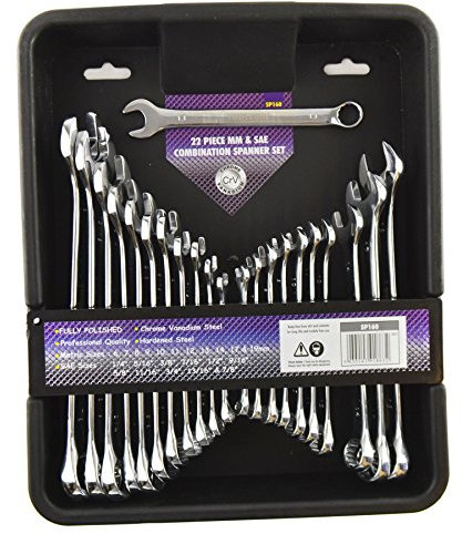 AB Tools 22pc Metric & Imperial AF SAE Combination Spanners Wrench 6-19mm & 1/4-7/8