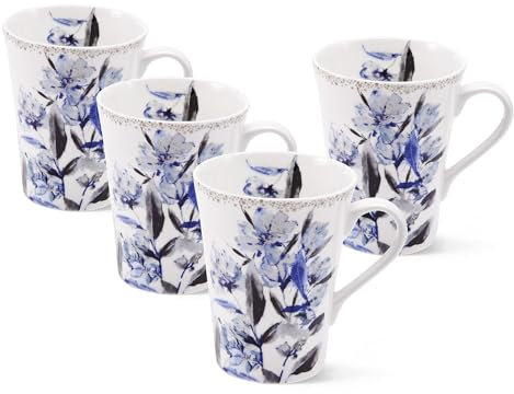 Mikasa Kaia Bone China Mugs, Set of 4, 13.5 Ounce