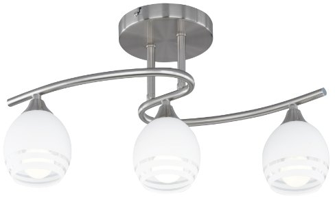Trio Leuchten Deckenleuchte in nickel matt mit Glas weiß, klaren Dekorlinien, exklusive 3 x E14 max. 40 W, 50 x 50 cm 605600307