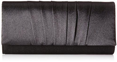 Damara Damen-Clutch, Satin, plissiert, Hochzeit, Braut, Abschlussball, Abendtasche, Black, Large